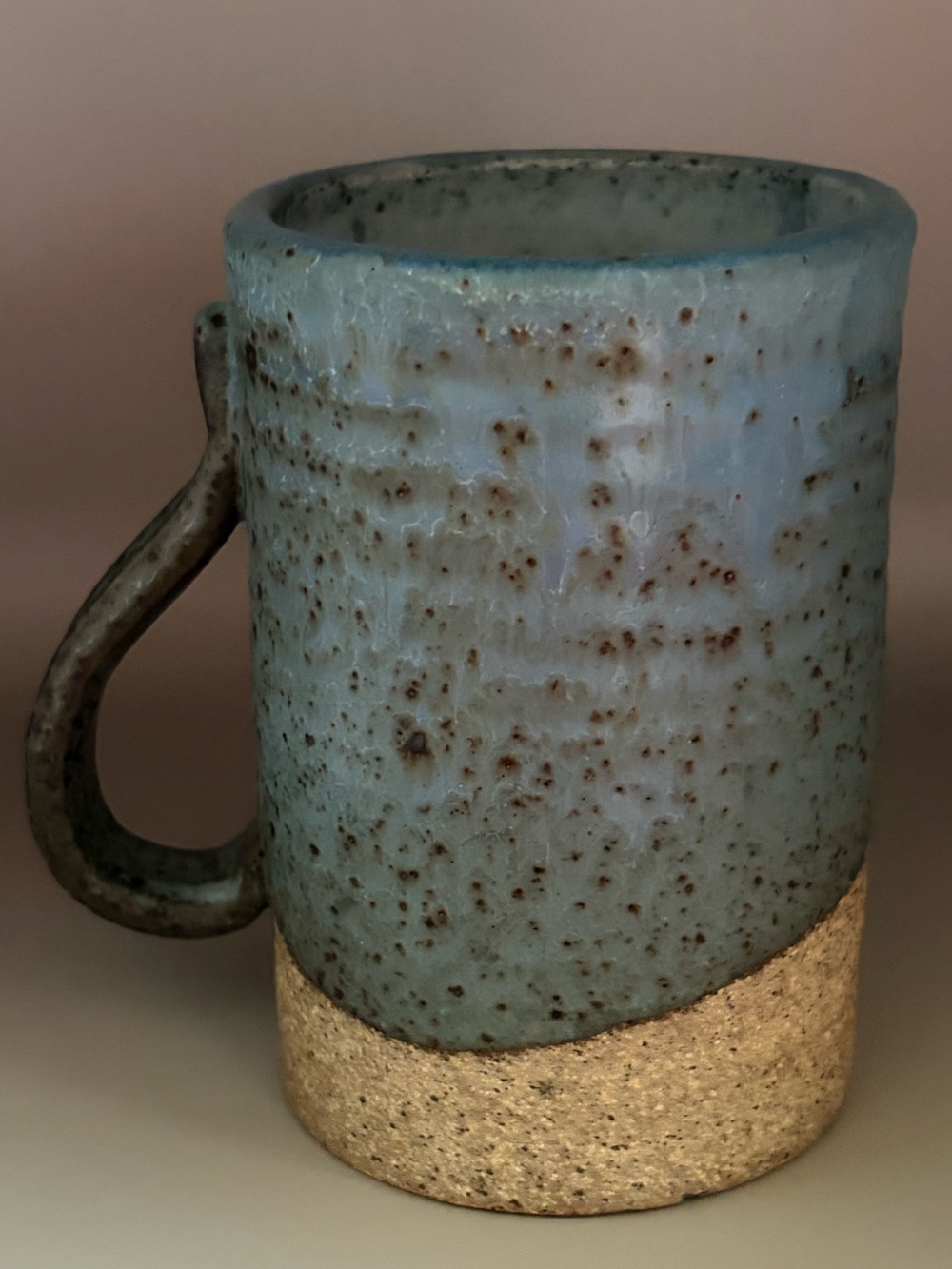Source Unknown Handcrafted Blue Speckled Ceramic Mug